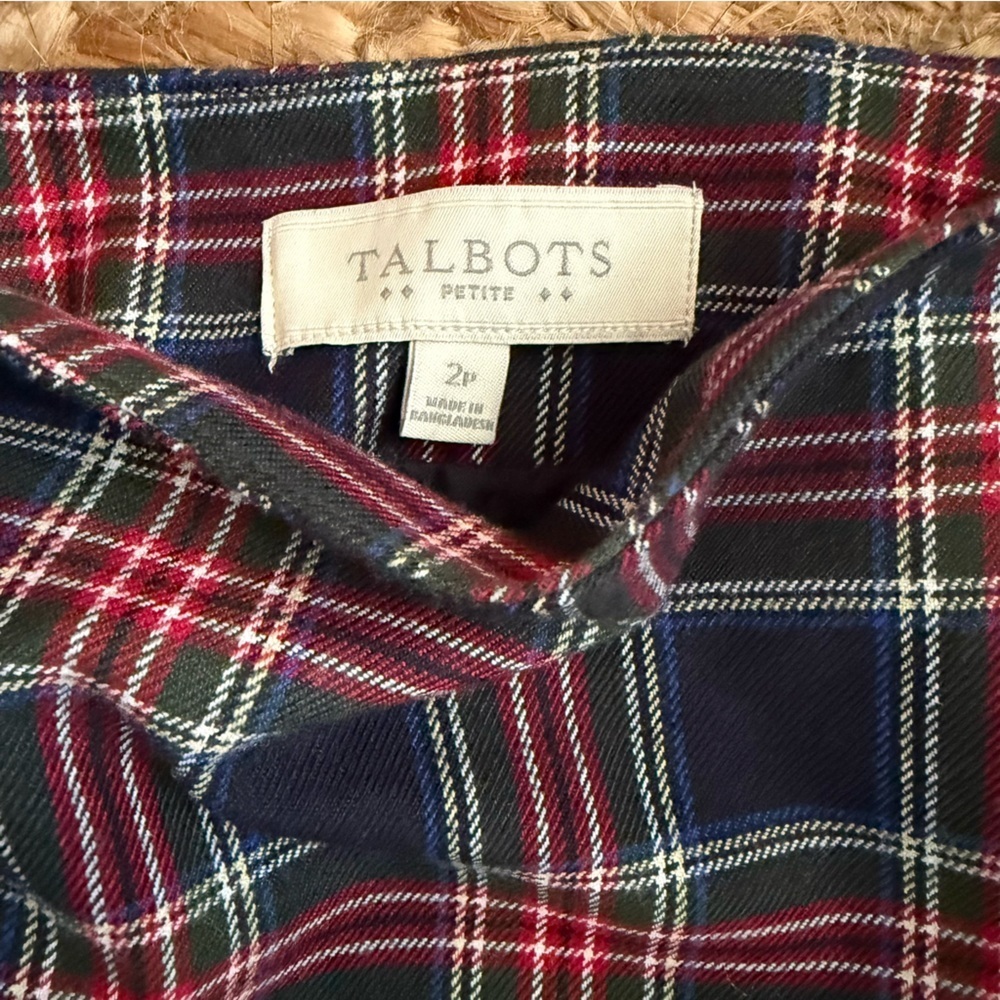 Talbots 2 Petite Blue, Red, and Green Classic Plaid Skirt - Picture 6 of 7